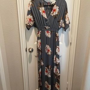 Slate blue floral maxi